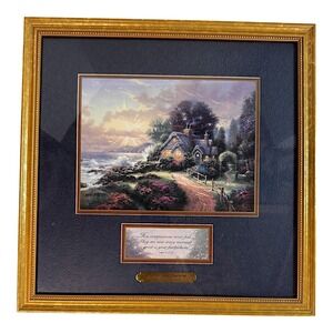 Thomas‎ Kinkade "A New Day Dawning" Lithograph on Canvas-Board Gold Framed COA